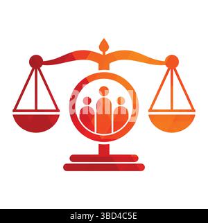 Justice People Logo Design Vektor. Design mit Symbolen für Anwaltskanzleien und Personen. Stock Vektor