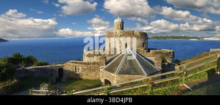 St Mawes Castel, erbaut als Teil einer Verteidigungskette von Festungen an der Südküste zwischen 1540 und 1545 von König Heinrich VIII. In der Nähe von Falmouth, Corn Stockfoto