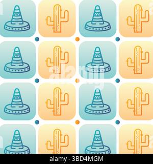 Sombrero-Kaktusmuster. Vektor Stock Vektor