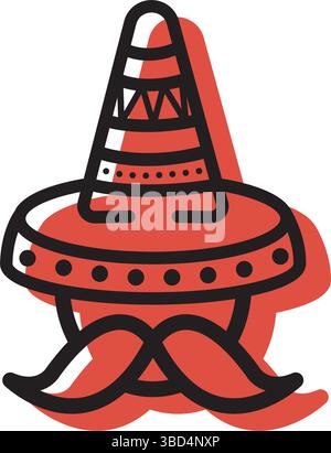 Sombrero und Schnurrbart-Symbol. Vektor Stock Vektor