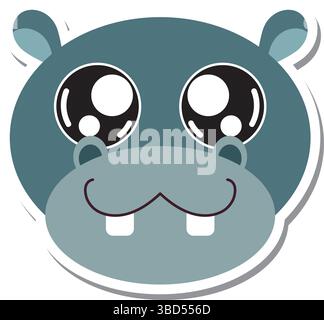 Hippo-Zeichentrickkopf-Symbol. Vektor Stock Vektor