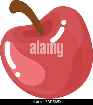 Rote Kirsche mit Stängelsymbol. Vektor Stock Vektor