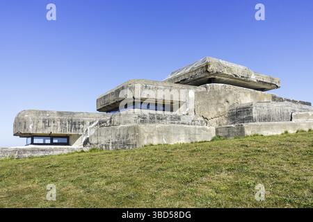 Musee Memoire 39–45, Museum aus dem 2. Weltkrieg in der deutschen Grafen-Spee-Marineartillerie-Batterie-Kommandostelle Plougonvelin, Finistere, Bretagne, Frankreich Stockfoto