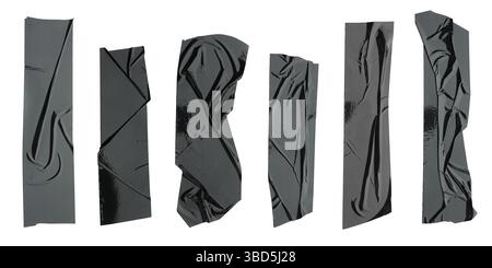 Klebebandstücke isoliert auf weiß, Set Stockfoto