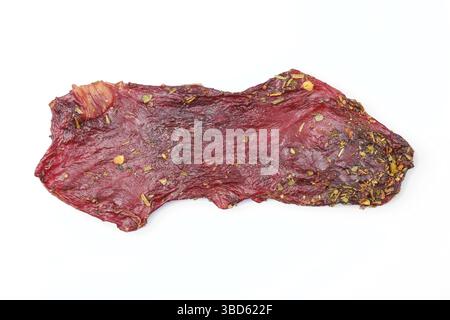 Draufsicht auf ein Stück Trockenfleisch Stockfoto