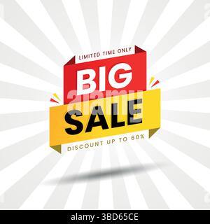 Großes Verkaufsschild auf hölzernem Hintergrund Stock Vektor