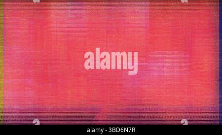 Abstrakte digitale Kunst mit einer lebendigen, vom Glitch inspirierten Textur mit einer Dominanz von Rot- und Rosa-Tönen. Das Stück zeigt ein chaotisches Arrangement Stockfoto