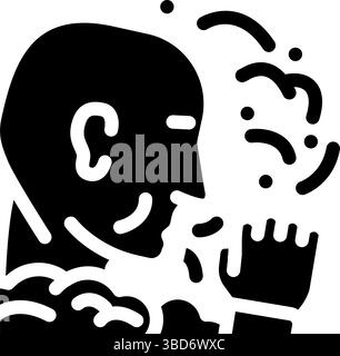Person Husten verschmutzte Luft Verschmutzung Glyphe Symbol Vektor Illustration Stock Vektor