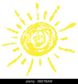 Hand gezeichnete lustige Vektor-Kritzelsonne. Cartoon-Stil für Kinder. Stock Vektor