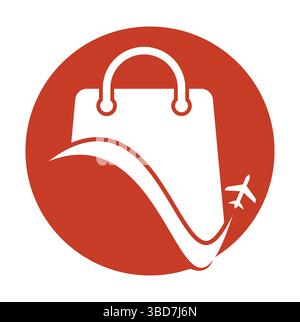 Vektorvorlage für Travel Shop-Logo. Shop- und Flugzeuglogo. Verkaufs- und Reisesymbol oder -Symbol. Stock Vektor
