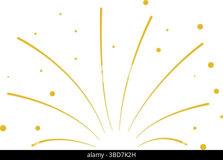 Festliche Explosion des Feuerwerks mit Konfetti-Clips. Goldener Gruß isoliert auf weißem Hintergrund. Symbol für Neujahr, Feiertag, Jubiläum, Geburtstag. Stock Vektor