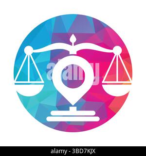 Justice Point-Logo-Vektorvorlage. Design-Konzept für Creative Law Firm Logos. Stock Vektor