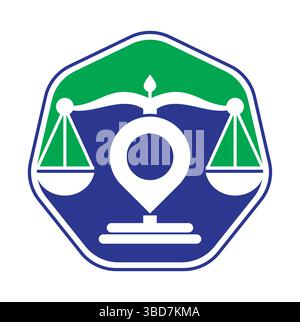 Justice Point-Logo-Vektorvorlage. Design-Konzept für Creative Law Firm Logos. Stock Vektor