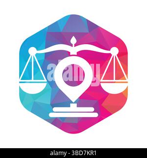Justice Point-Logo-Vektorvorlage. Design-Konzept für Creative Law Firm Logos. Stock Vektor