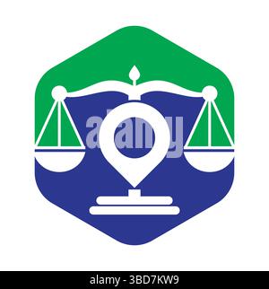 Justice Point-Logo-Vektorvorlage. Design-Konzept für Creative Law Firm Logos. Stock Vektor