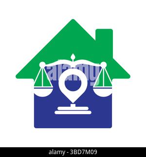 Justice Point-Logo-Vektorvorlage. Design-Konzept für Creative Law Firm Logos. Stock Vektor