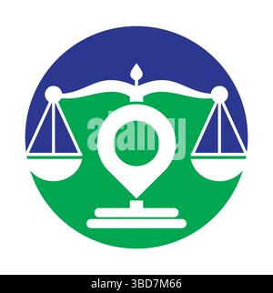 Justice Point-Logo-Vektorvorlage. Design-Konzept für Creative Law Firm Logos. Stock Vektor