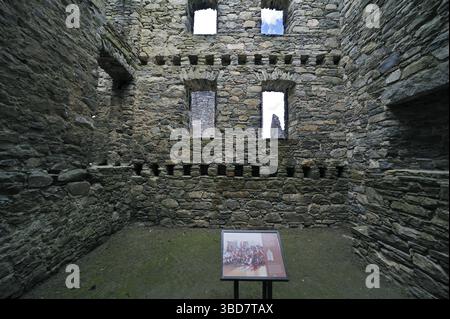 Ruinen der Ruthven Barracks, 1719 nach dem Jakobitenaufstand von 1715 in der Nähe von Kingussie in den Highlands, Speyside, Schottland, Großbritannien Stockfoto