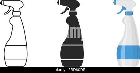 Das Symbol für die Sprühdose sorgt für eine flache Kollektion. Illustration des Vektors der Aerosolflasche auf isoliertem Hintergrund. Gasbehälter Sign Business Concept. Stock Vektor