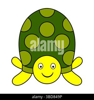Süße Lächelnde Schildkröte. Dies ist eine einfache und charmante Illustration einer Zeichentrickschildkröte. Stock Vektor