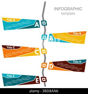 Fünf-Schritte-Infografik-Designelemente. Schritt-für-Schritt-Infografik-Designvorlage. Vektorabbildung Stock Vektor