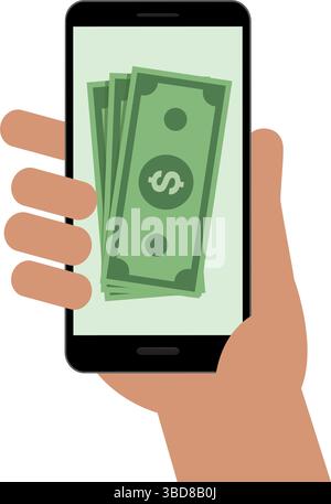 Handheld Smartphone mit Dollarscheine Vektor-Illustration Stock Vektor