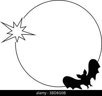 Geometrische Linie halloween-Rahmen-Illustration im minimalen Stil auf weißem Hintergrund. Stock Vektor