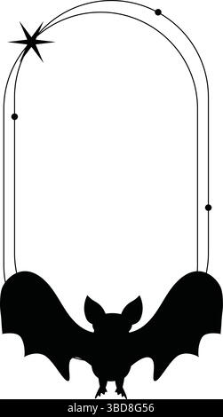 Geometrische Linie halloween-Rahmen-Illustration im minimalen Stil auf weißem Hintergrund. Stock Vektor