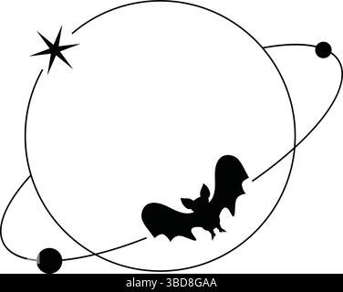 Geometrische Linie halloween-Rahmen-Illustration im minimalen Stil auf weißem Hintergrund. Stock Vektor