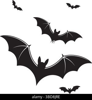 Schar von Halloween Fledermaus Silhouette Stock Vektor