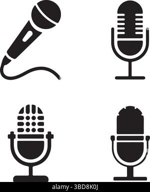 Mikrofonsymbole Und -Piktogramme – Audio- Und Sprachsymbole Stock Vektor