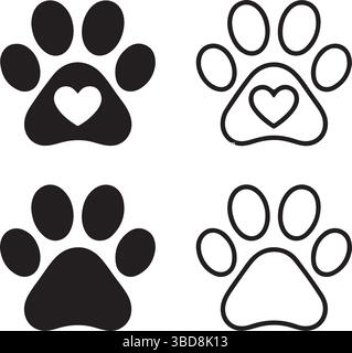 Vinyl-Aufkleber Mit Pfotenmuster - Pet Love Abziehbilder Stock Vektor