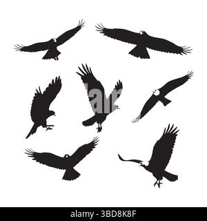 Silhouettenset Falke auf weißem Hintergrund Stock Vektor