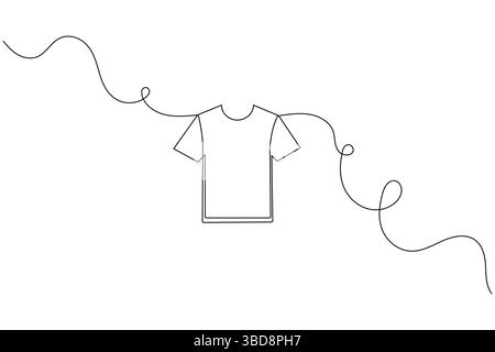 T-Shirt-Symbol minimalistische einzeilige Zeichnung isolierte Vektorillustration Stock Vektor