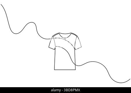 T-Shirt-Symbol minimalistische einzeilige Zeichnung isolierte Vektorillustration Stock Vektor