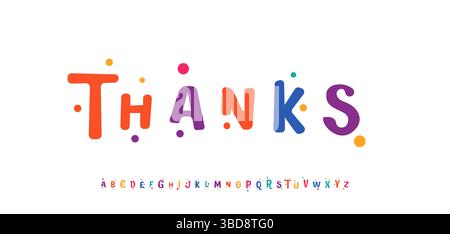 Vielen Dank für Abonnenten, kreativer Danksagungstext, freudige Danksagung Typografie. Farbenfrohes Happy Typografie-Design für Grußkarte, Logo und Überschrift Stock Vektor