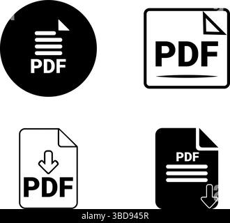 Satz von vier PDF-Dateisymbolen – Vektorillustration Stock Vektor
