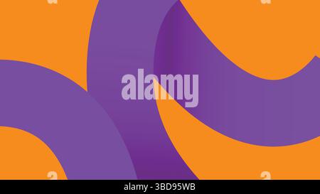Gekrümmte violette Verlaufsformen auf orangefarbenem Hintergrund Stock Vektor