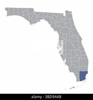 Die Verwaltungskarte von Florida mit dem hervorgehobenen Miami-Dade County Stock Vektor