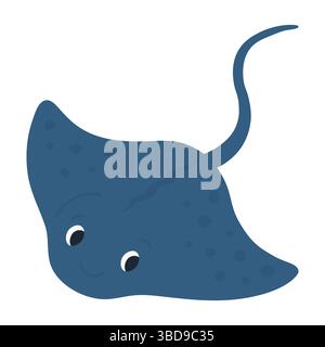 Niedliche Zeichentrickfigur Stachelrochen lächelnder Charakter Stock Vektor