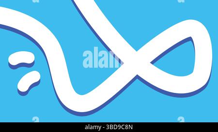 Abstrakte weiße 3D-Doodles auf Cyan-Hintergrund Stock Vektor