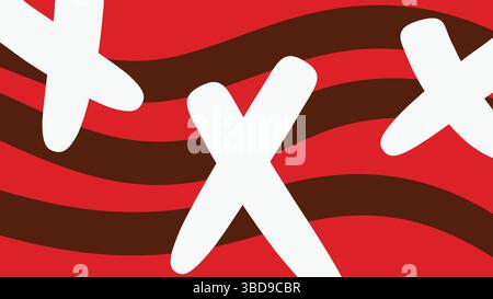 Weiße X-Symbole über welligen braunen Streifen Stock Vektor