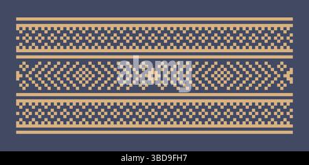 Ukrainisches Randmuster-Element. Schablone für Blockdruck oder Tätowierung. Einrichtung mit geometrischem Blumenmuster. Stock Vektor