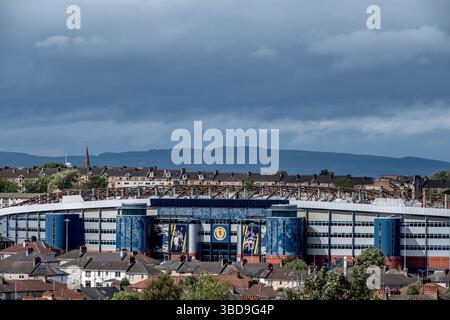 Blick auf das Hampden Park National Football Stadium Stockfoto