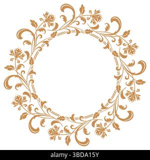 Dekorativer Rahmen elegantes Vektorelement für Design im östlichen Stil, Platz für Text. Goldener und weißer Rand mit Blumenmuster. Schnürung für Einladungen und Grußkarten. Stock Vektor