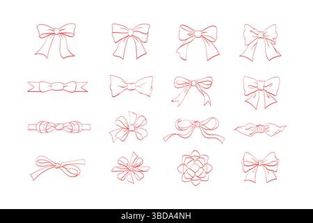 Set stilvoller Coquette-Schleifen Stock Vektor