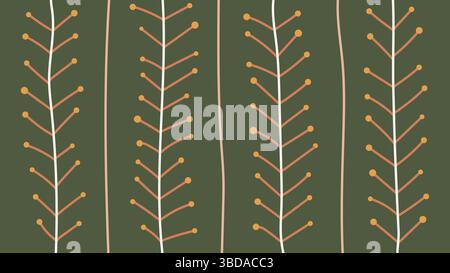 Botanische Linienstiele auf grünem Hintergrund Stock Vektor