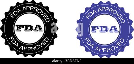FDA-Zulassung (Food and Drug Administration) Symbol, Symbol, Etikett, Abzeichen, Logo, Dichtung Stock Vektor
