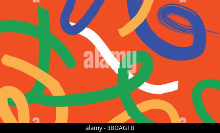 Skurrile Pinselkunst auf orangefarbener Leinwand Stock Vektor