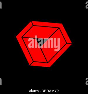 Optische Täuschung. Unmöglicher Formenvektor. Optische Kunstobjekte. Logo. Geometrische Figur. Escher-Paradoxon. Stock Vektor